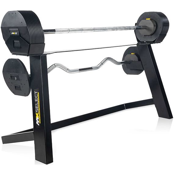 Set nastaviteľné veľké činky TUNTURI MX100 Select 45 kg se stojanem (12,7 - 45,3 kg) 