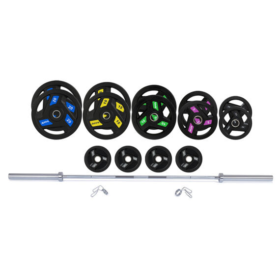 Olympijská činka TRINFIT 130 kg TRI-GRIP pogumovaná