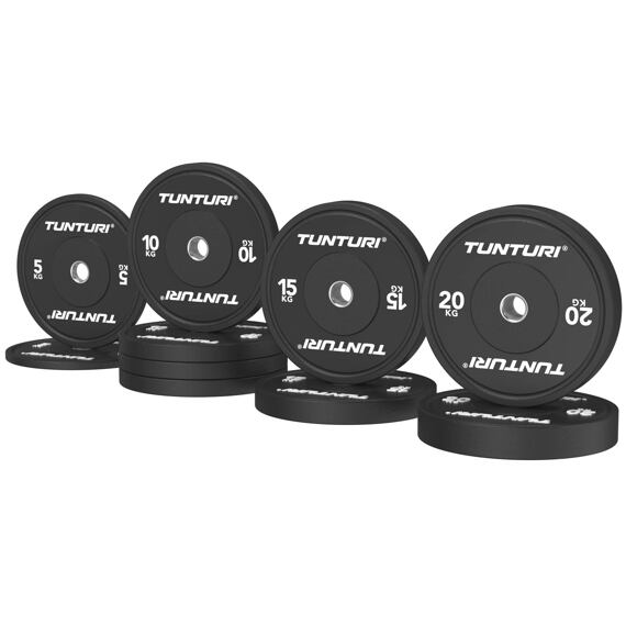 Set Olympijských Bumper kotoučů TUNTURI Platinum Černý - 120 kg