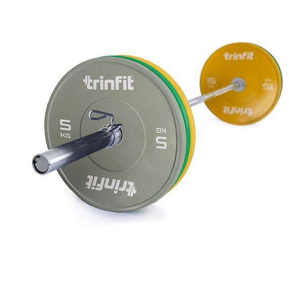 Olympijská činka TRINFIT 80 kg Bumper farebná